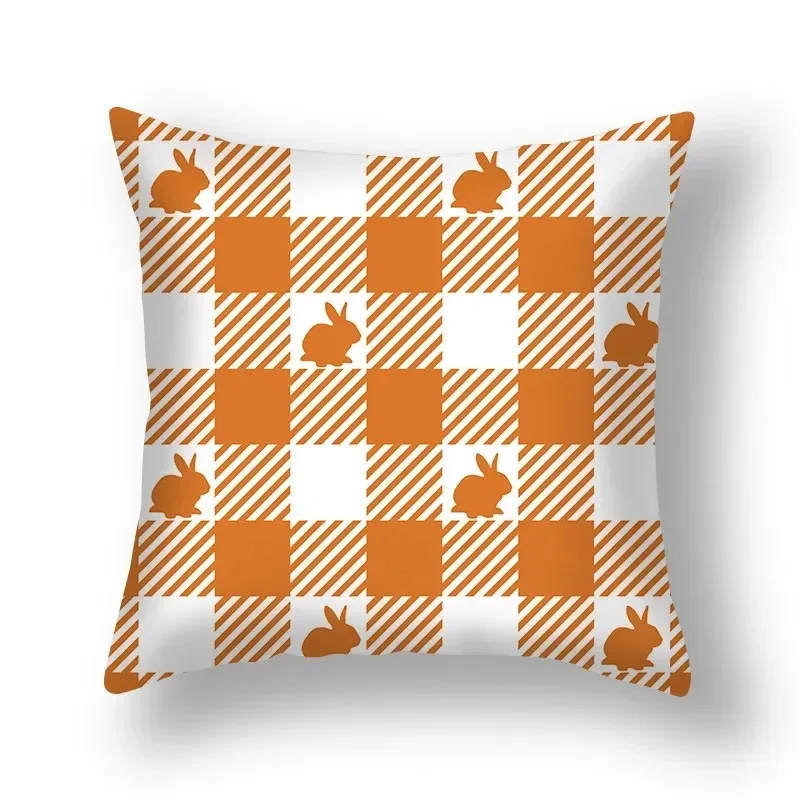 Bunny Pillowcase 45x45 Green Black Orange Rabbits Pillow Cover Easter Party Decorations Home Sofa Decorative Plaid Cushion Cover