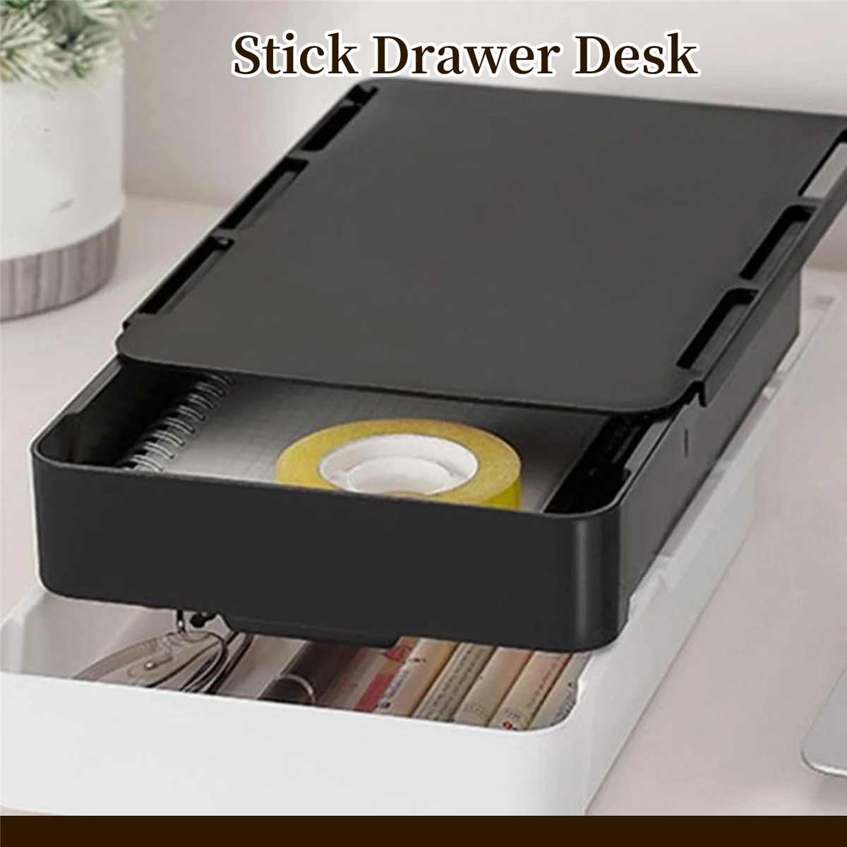 NOCM onder bureaulade organisator opbergdoos zelfklevende stationaire container bureau make-up houder zwart