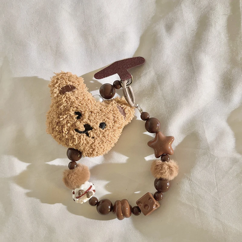 سوار مطرز على شكل دب قطيفة لطيف عصري - سحر طالب مضاد للفقدان لحافظة الهاتف/سلسلة المفاتيح/حافظة سماعة الرأس #3