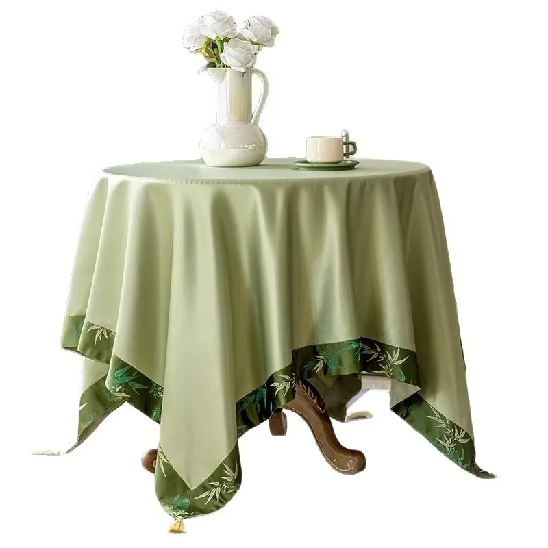 New Chinese Fabric Table Cover, Retro Light Luxury Decor with Chinese Painting Pattern