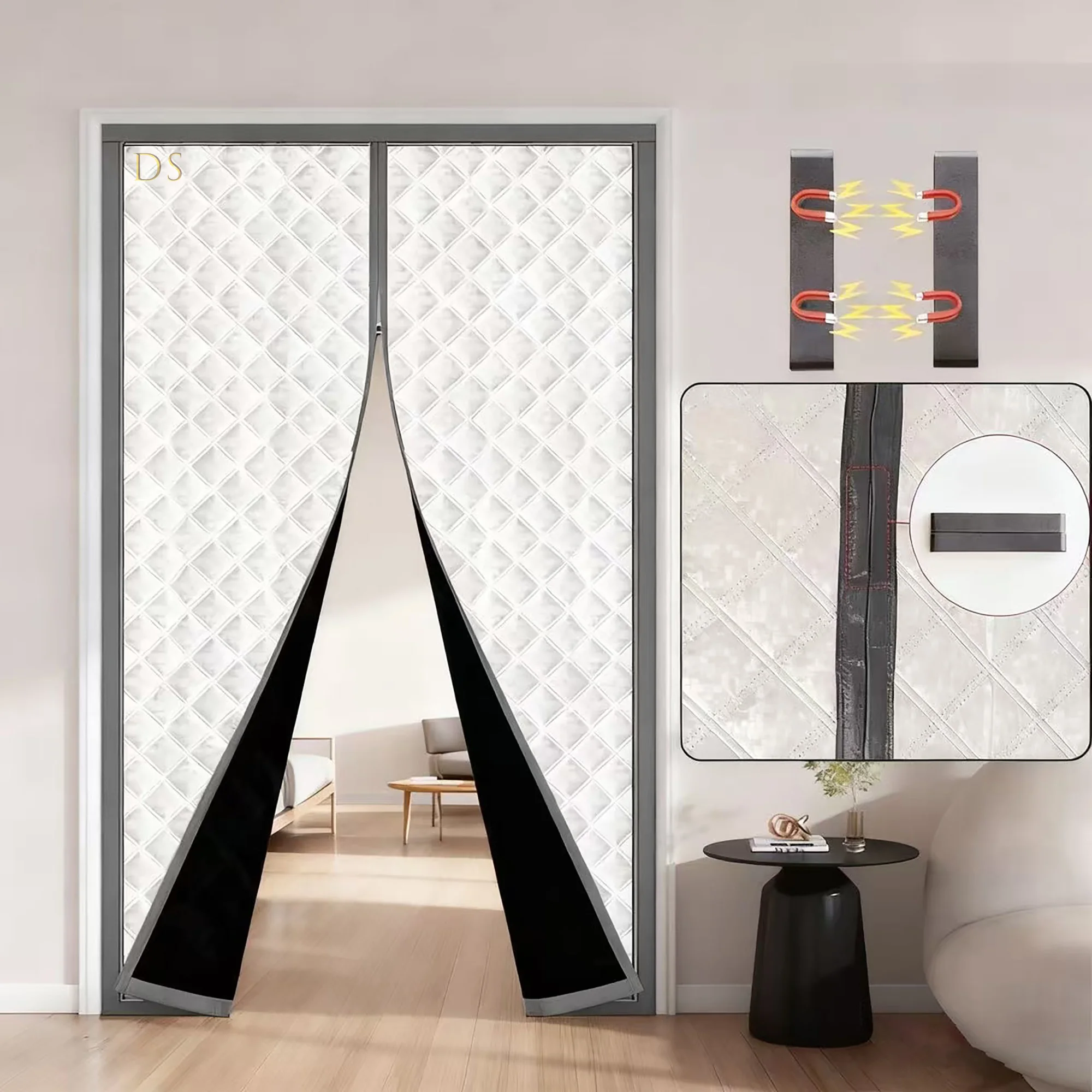 

Winter cotton magnetic block curtains for insulation, windproof, and cold proof room partitions to keep warm