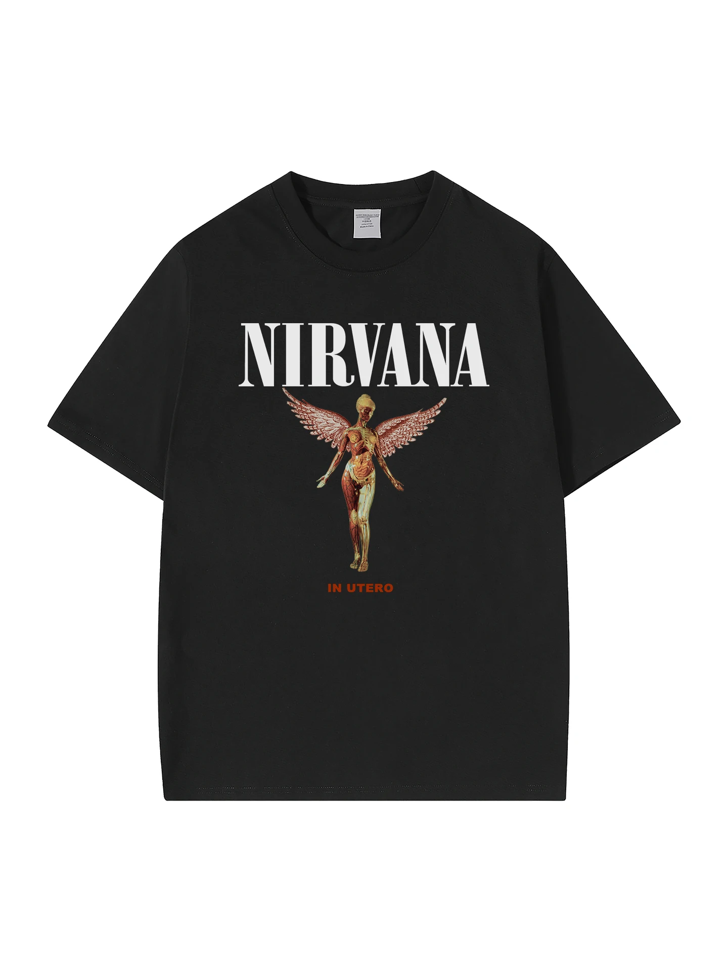 American Rock Band Kurt Cobain Vintage Short Sleeve T-Shirt Cotton Breathable Casual Style round Neck Sweat Absorbent Non-fading