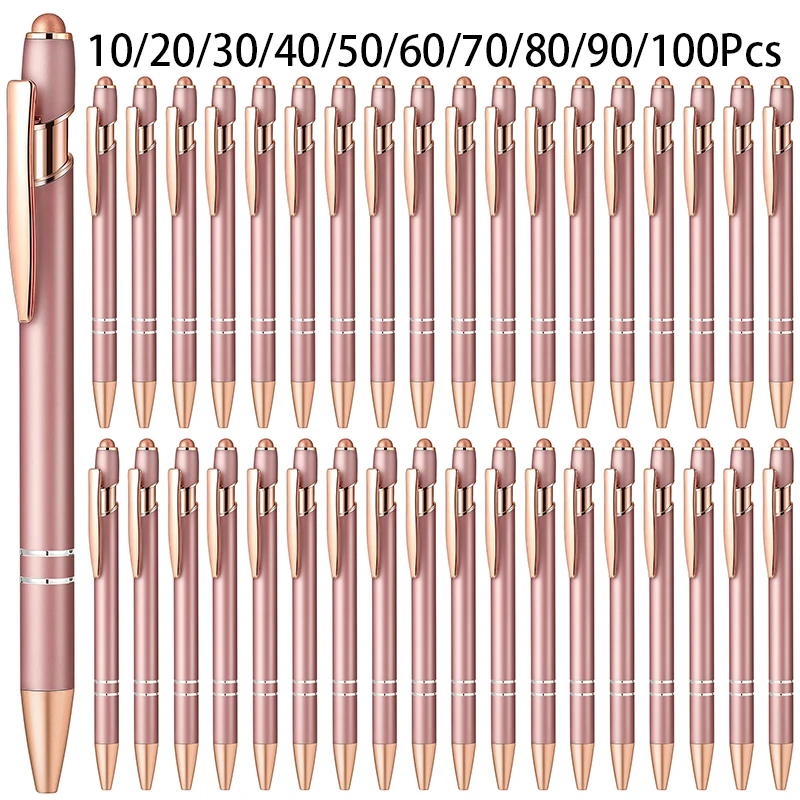 10-100Pcs Multifunction Ball Stylus Soft Touch Screen Pen 2 In 1 Metal Ballpoint Pens