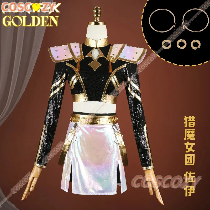 

KPop Demon Hunters Zoey Косплей Костюм Парик Черное Золото Сценический Наряд Охотница Униформа Хэллоуин Вечеринка Женщины Девушки Карнавальный Костюм