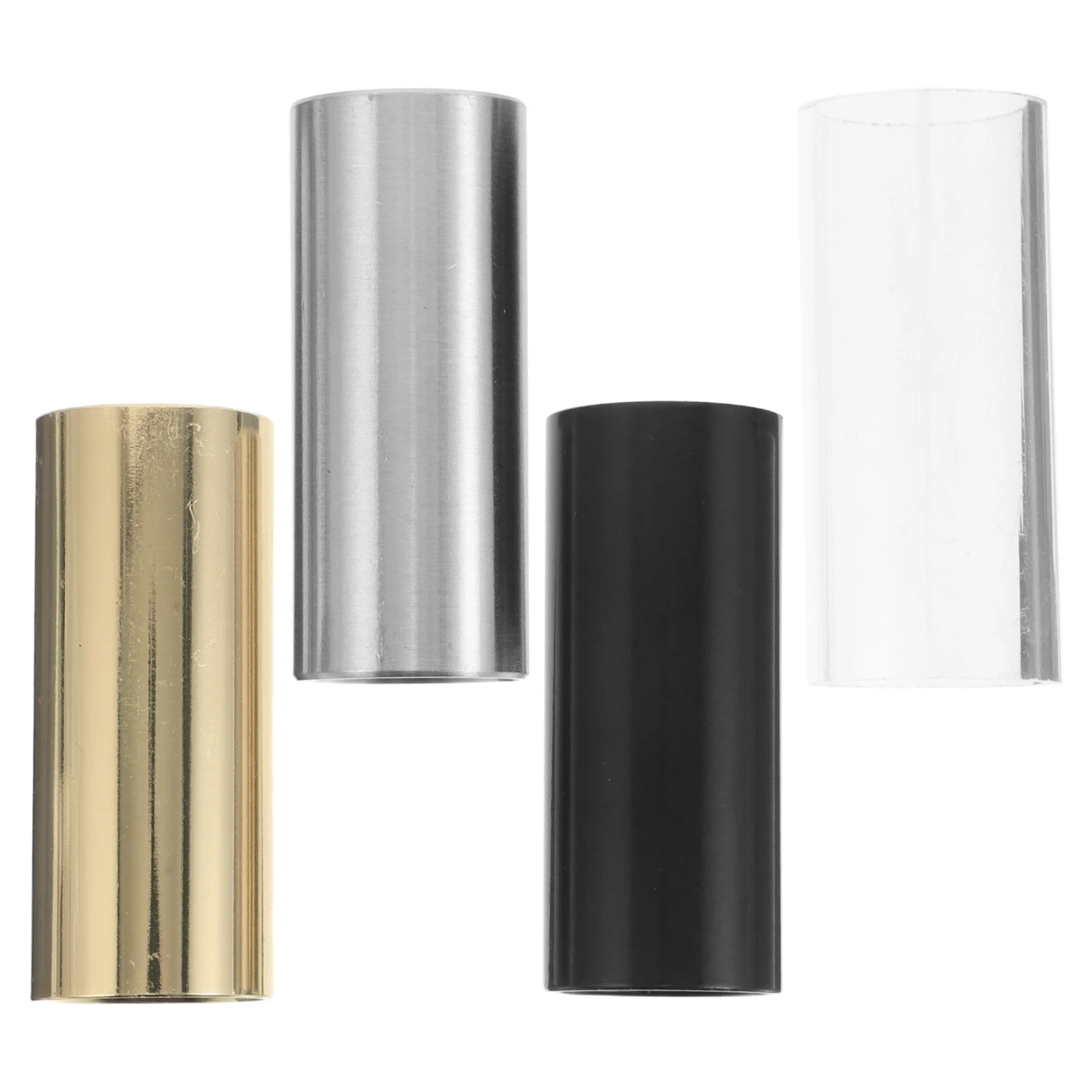 

4pcs Electric Guitar Slide Bars 60Mm Metal Finger Sliders For Blues Country Jazz Enhanced Tone Silver Gold Black Transparent