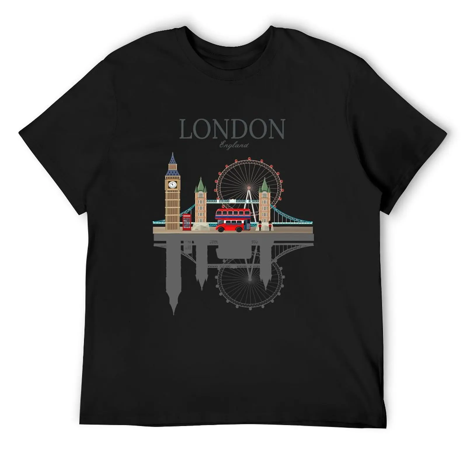 

London Souvenir City Vintage British UK T-Shirt street wear boys animal print black t shirts for men