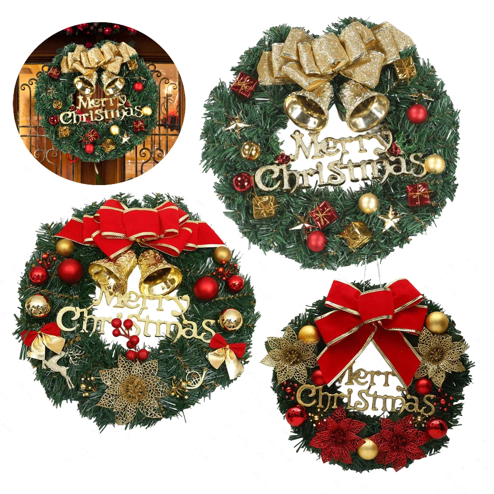 Christmas Wreaths Door Decor Hanging Wreath Garland Decoration Versatile Bow/Berry/Santa/Reindeer Christmas Decoration