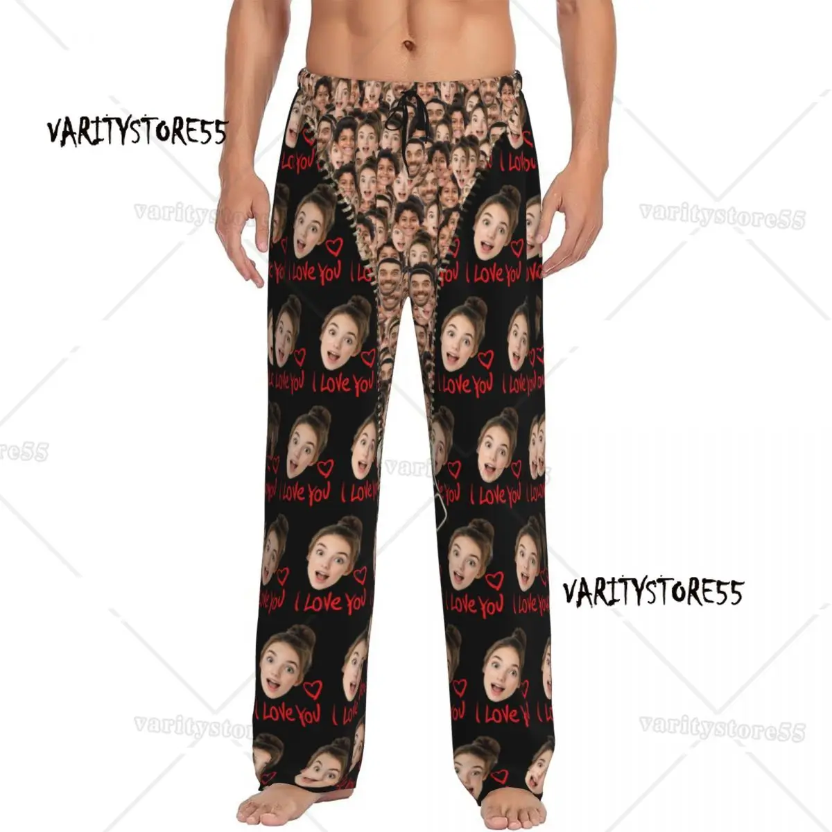 

Семейные пижамные штаны на молнии на заказ, мужская одежда для сна, эластичные штаны для сна с карманами