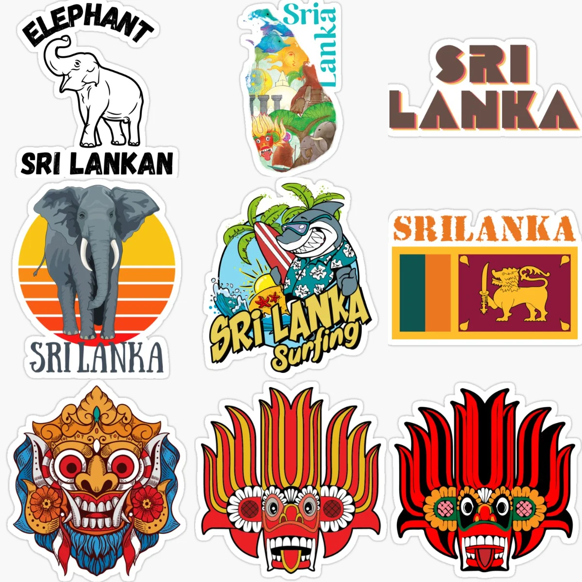 

Sri Lanka Flag Map Raksha Elephant Creative PVC Car Stickers for Car Motorcycle Bicycle Helmet Window Wall Decoration Accessorie