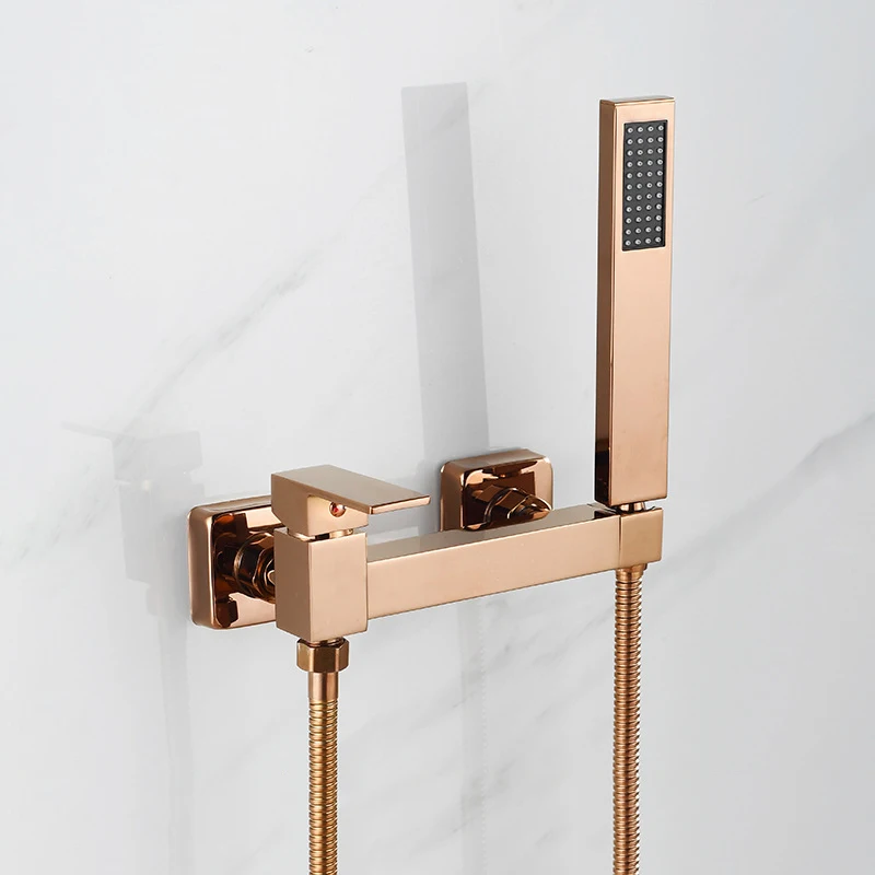 

Brushed Gold Bathtub Shower Set Wall Mounted Rotatable Bathtub Faucet Rose Gold Bidet Faucet Bathroom Bath And Shower Mixer Taps