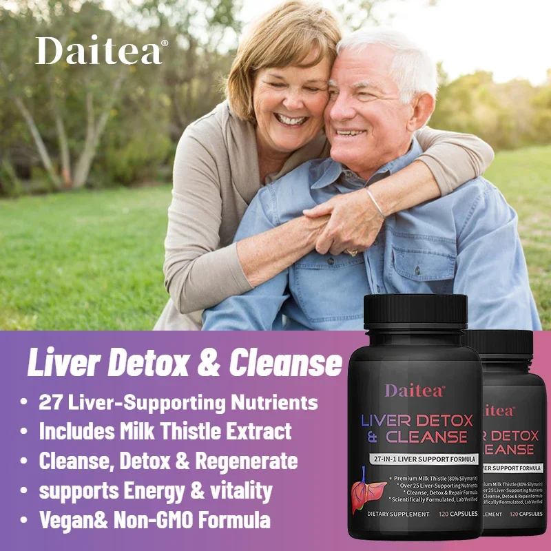 Advanced Detox Formula - Healthy Liver, Contains Milk Thistle, Dandelion Root, Turmeric,Artichoke Leaf, and More,60/120 Capsules