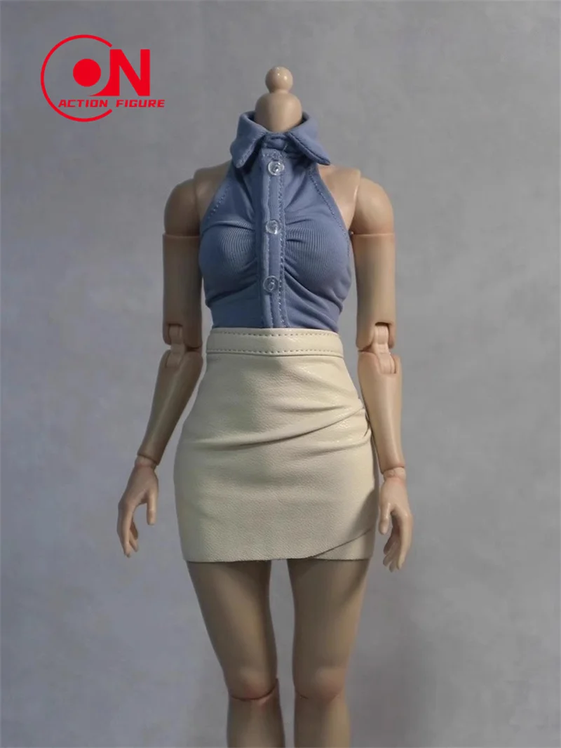 DMTOYS DF074 1/6 Women Sleeveless Shirt Leather Short Skirt Workplace Secretary Clothing For 12" Soldier Action Figure Dolls #3