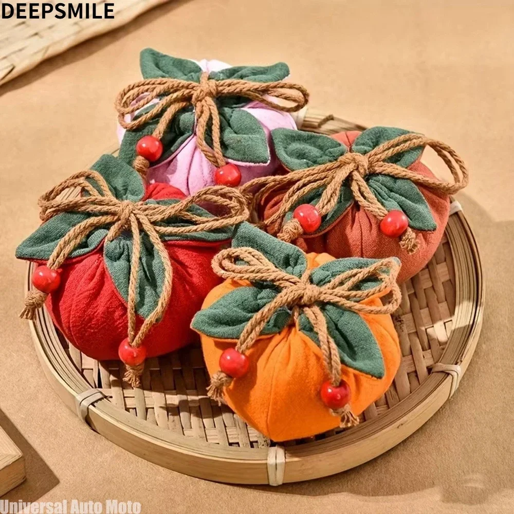 Cute Persimmon Sachet Pendant Empty Bag, Rearview Mirror Hanging Ornament, Blessing Car Interior Fragrance Pouch Decoration