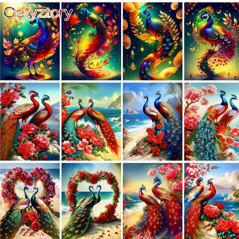 

GATYZTORY Frame Picture Painting By Numbers Kits Colorful Peacock Drawing Coloring By Numbers 40x50cm For Home Decors Artwork