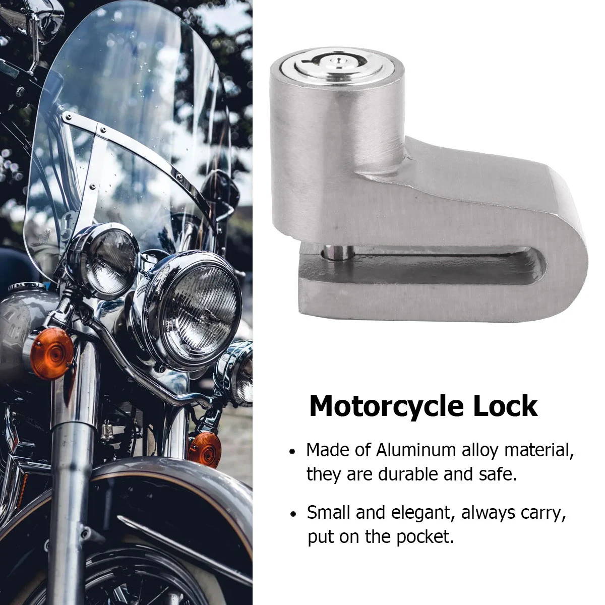 

Disc Brake Lock for Motorcycle Scooter Bike Anti Theft Small Elegant Fits Lock Riding Accessories Aluminum Security