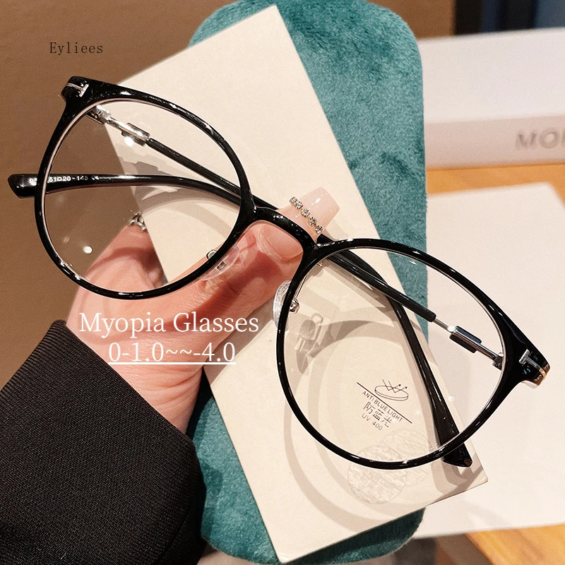 Retro Finished Unisex Myopia Glasses Vintage Anti-blue Light Blocking shortsighted Eyeglasses Diopter 0 To -4.0 Optical Eyewear