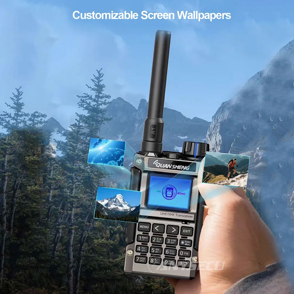 Quansheng Mini Kong UV-K1 50-600MHz Walkie Talkie Daya Tinggi 5W Walkie Talkie Tombol Abu-abu Radio Dua Arah Pemrograman USB