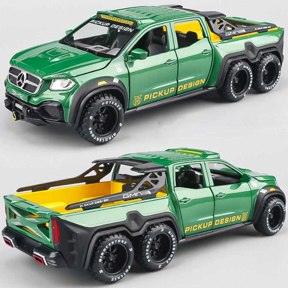

1:28 X-Class Exy 6x6 F150 6x6 Model Cars Alloy Diecast Toy Pull Back Pickup Truck Doors Opened Off Road Vehicle Birthday Gifts