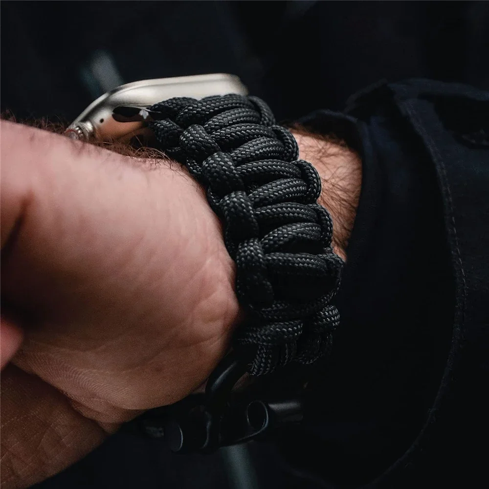 Survival Outdoor Braided Band for Apple Watch 49MM 45mm 44mm 42mm Rope Strap for Iwatch 7 6 5 4 8 9 SE 40mm 41mm Nylon Bracelet