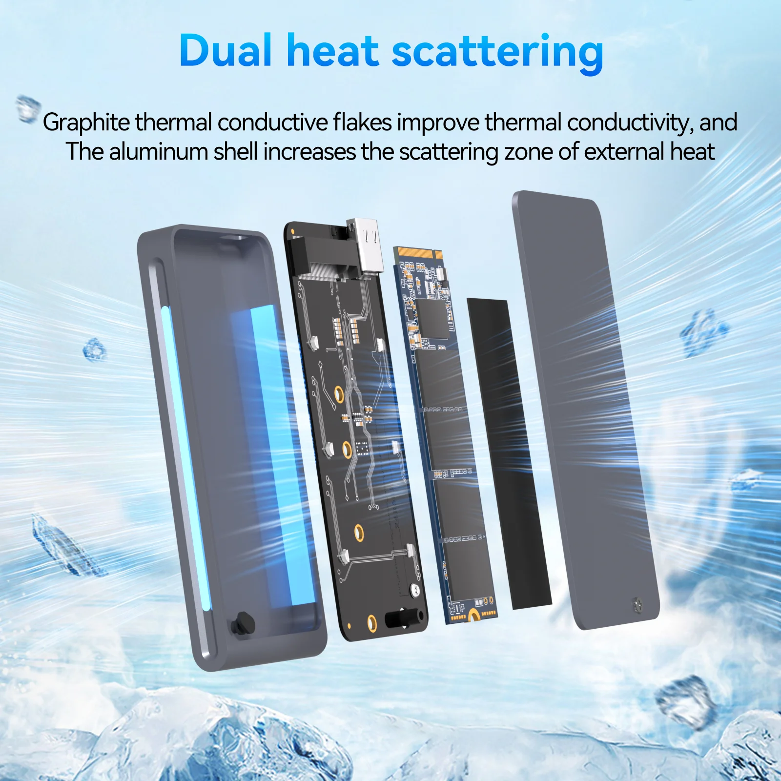 Reletech M2 NVMe SSD Enclosure 10Gbps PCIe  USB Type C 3.2 Gen 2 Portable External Enclosure SSD Box