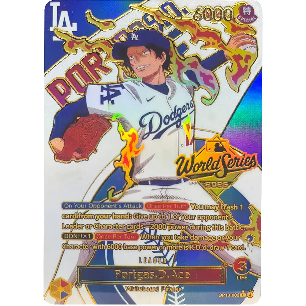 ONE PIECE Sammelkarten DIY OP13-002 Baseball Portgas D Ace EN Hochwertiges selbstgemachtes Spiel Anime Karten Geschenkspielzeug