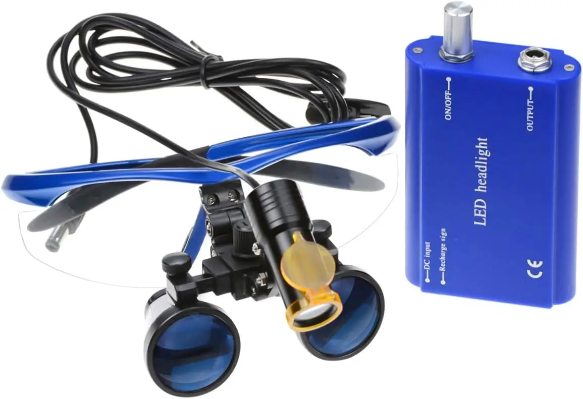 High Power 2.5X 3.5X Loupes Magnifier with 5W LED Headlight Plug in Clip Filter Light and Aluminum Protection Box view 4
