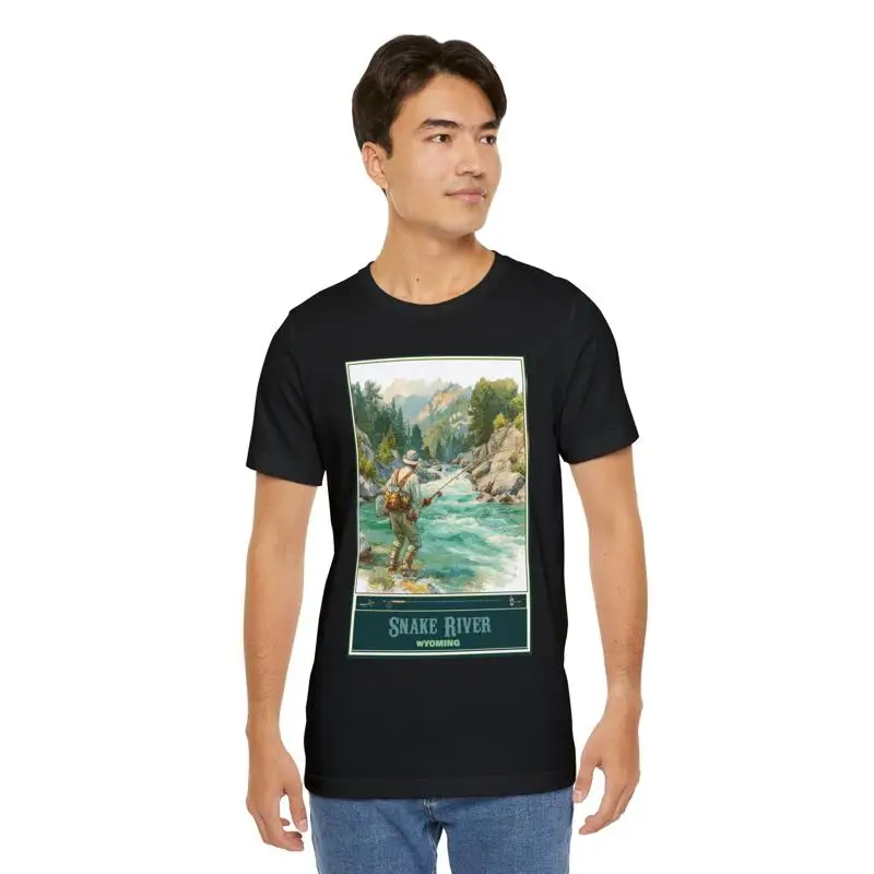 

Snake River Wyoming Fishing T Shirt Great Outdoors Fish Lakes Rivers art