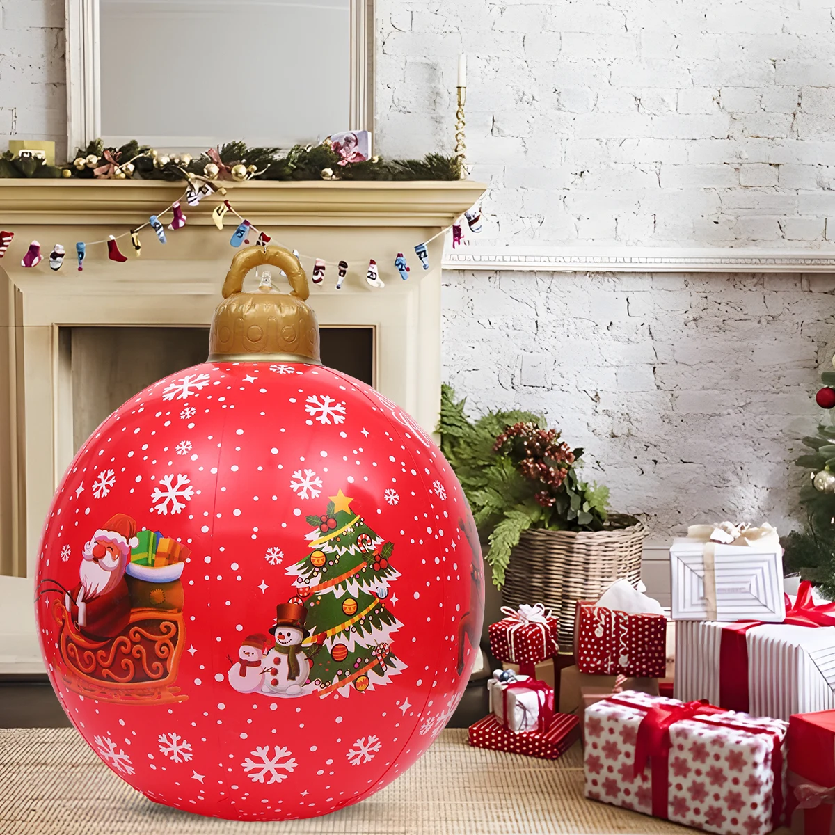 

60cm Outdoor Christmas Inflatable Decorated Ball PVC Giant Big Large Balls Xmas Tree Decorations Toy Ball Without Light