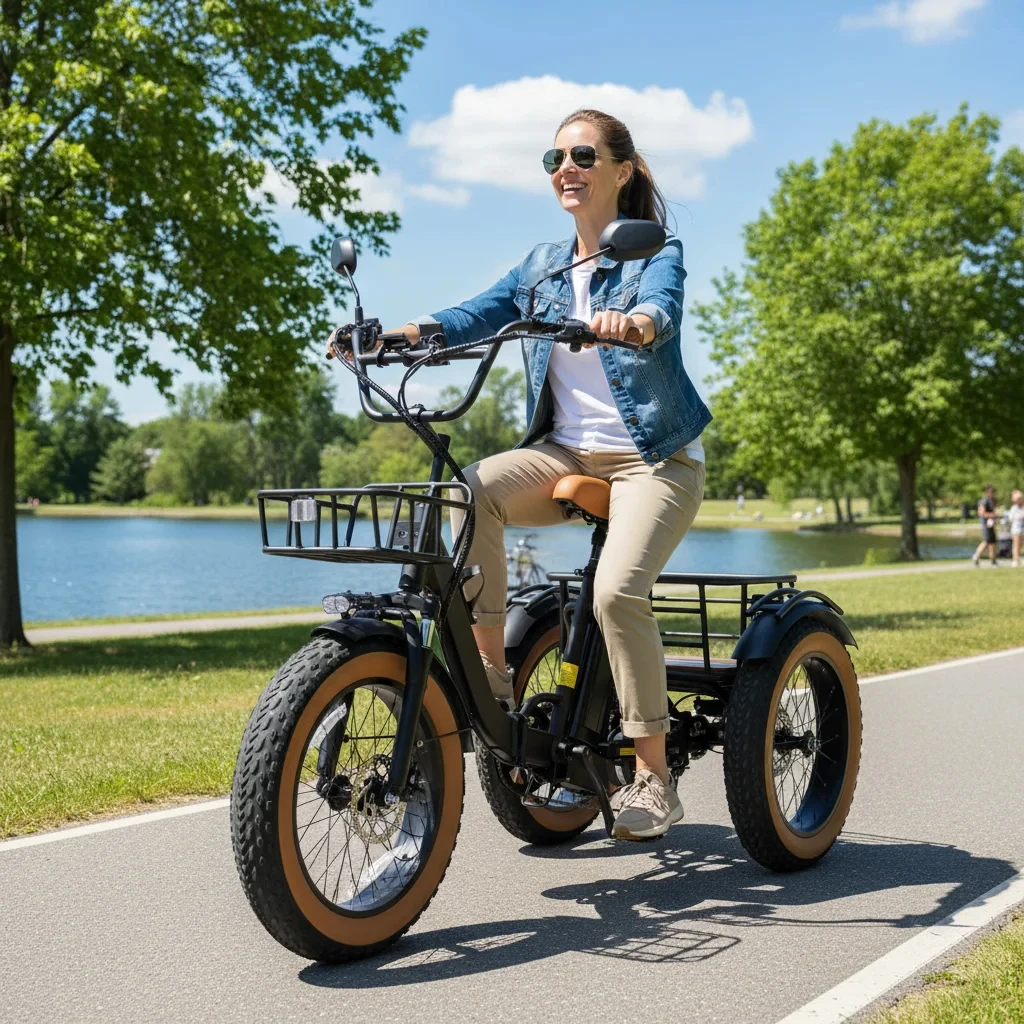 

Adult Foldable Electric Tricycle | 1350W Peak Fat Tire E-Trike | 48V 15AH Detachable Battery | 50 Miles Range | 7-Speed Pedal Assist & Walk Mode for Seniors & Commuters