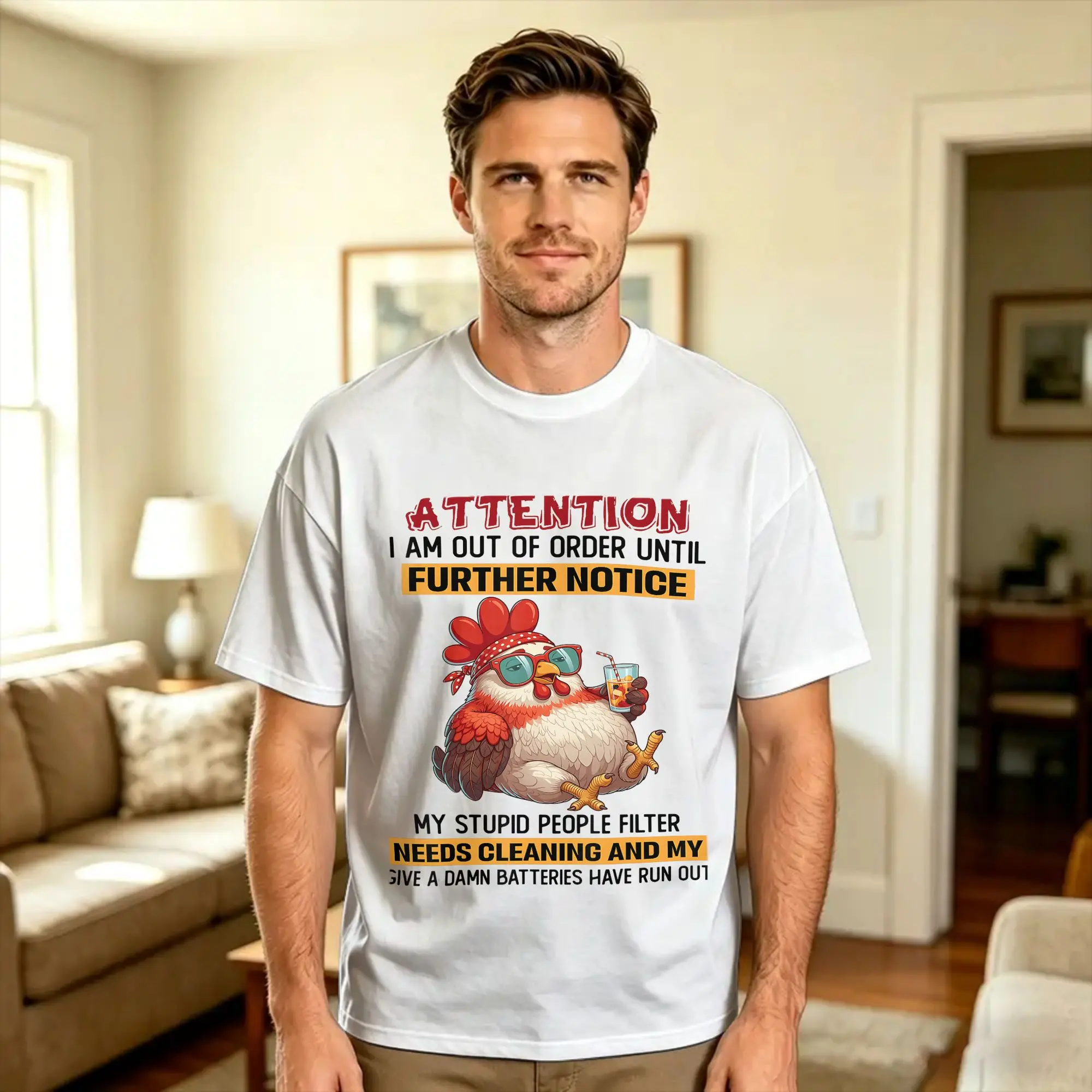 Streetwear T-Shirt Beach Attention I am Out of Order Until Further Notice My Stupid Fashion T Shirts 100% Cotton Tshirt for Men