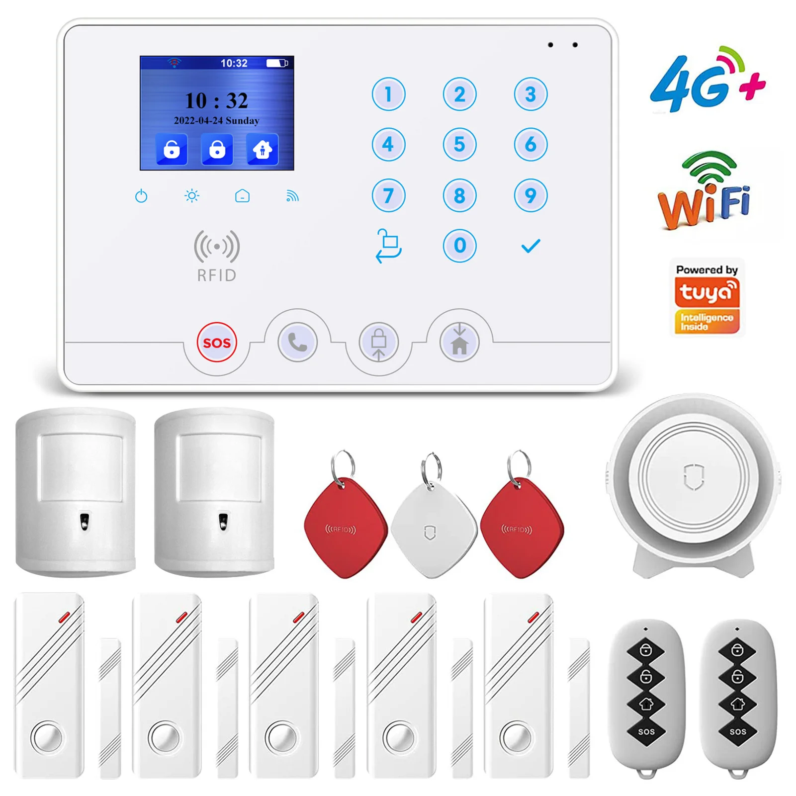 

Wolf Guard W4Q-W03 WiFi + 4G Wireless Home Burglar Alarm System Kit Tuya Smartlife Alexa APP, with Siren Window Door Sens