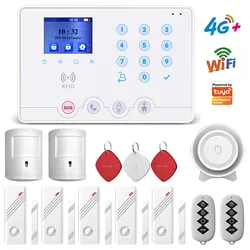 Wolf Guard W4Q-W03 WiFi + 4G Kablosuz Ev Hırsız Alarm Sistemi Kiti Tuya Smartlife Alexa APP, Siren Pencere Kapı Sensörü Hareket Dedektörü RFID ile