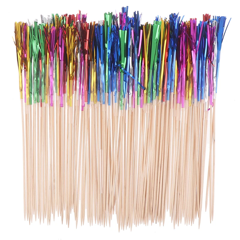 100Pcs Cocktail Fireworks Drinking Picks Sticks for Wedding Halloween Party Decoration Supplies Drink Holiday Stick Ornaments