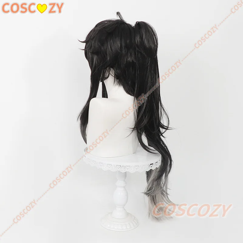 วิกผมคอสเพลย์ Wuthering Waves Qiuyuan สีดำเทา ผมยาว สำหรับงานปาร์ตี้ฮาโลวีน ผู้หญิง ผู้ชาย อุปกรณ์ประกอบฉากงานคาร์นิวัล เทศกาล