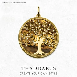 Pendants Elaborate Golden Tree Spring Jewelry 925 Sterling Silver Accessories Nature Gift For Women