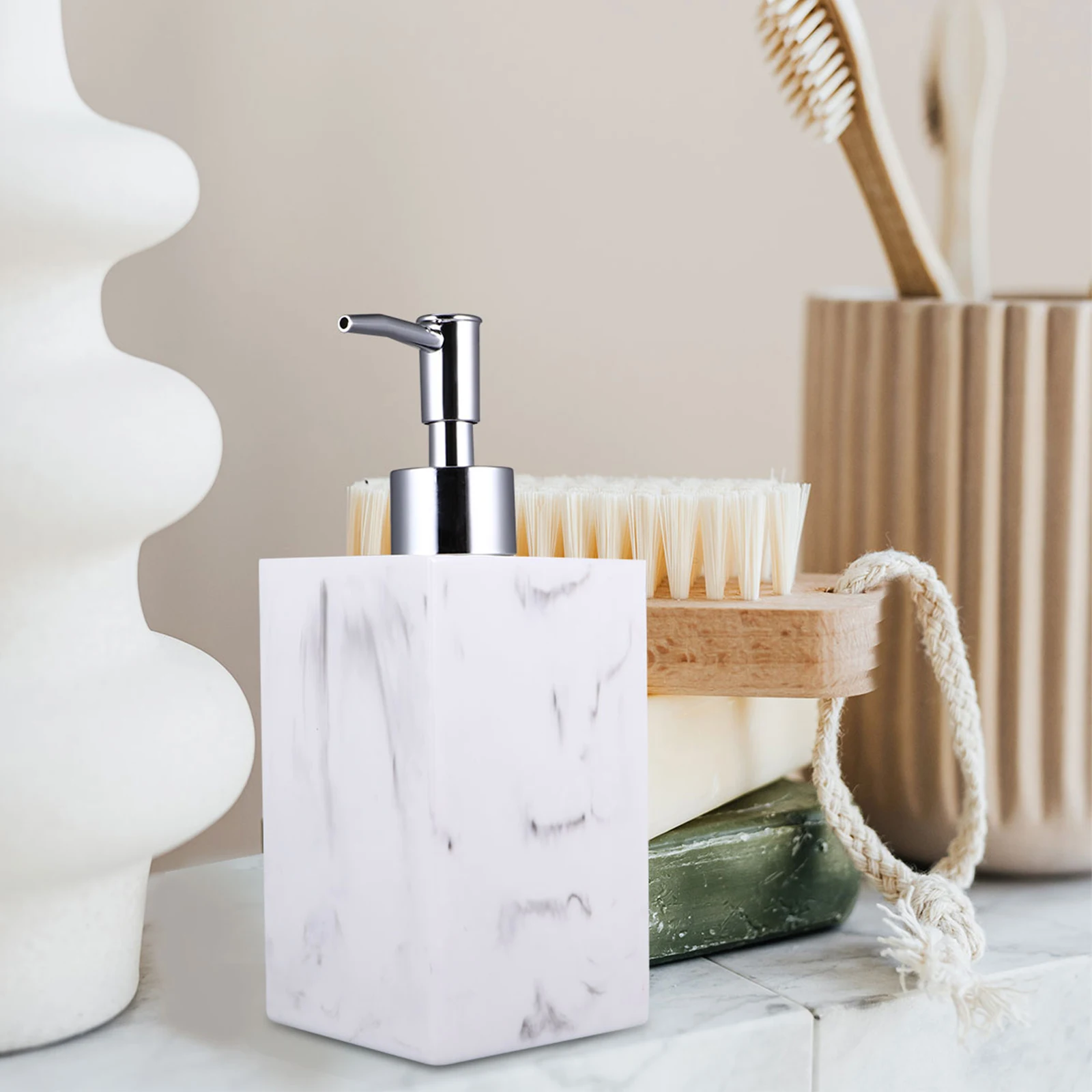 

1 Set Of Press Pump Shampoo Dispenser Resin Soap Bottle For Bathroom Home Use Refillable Portable Liquid Container Pump Soap