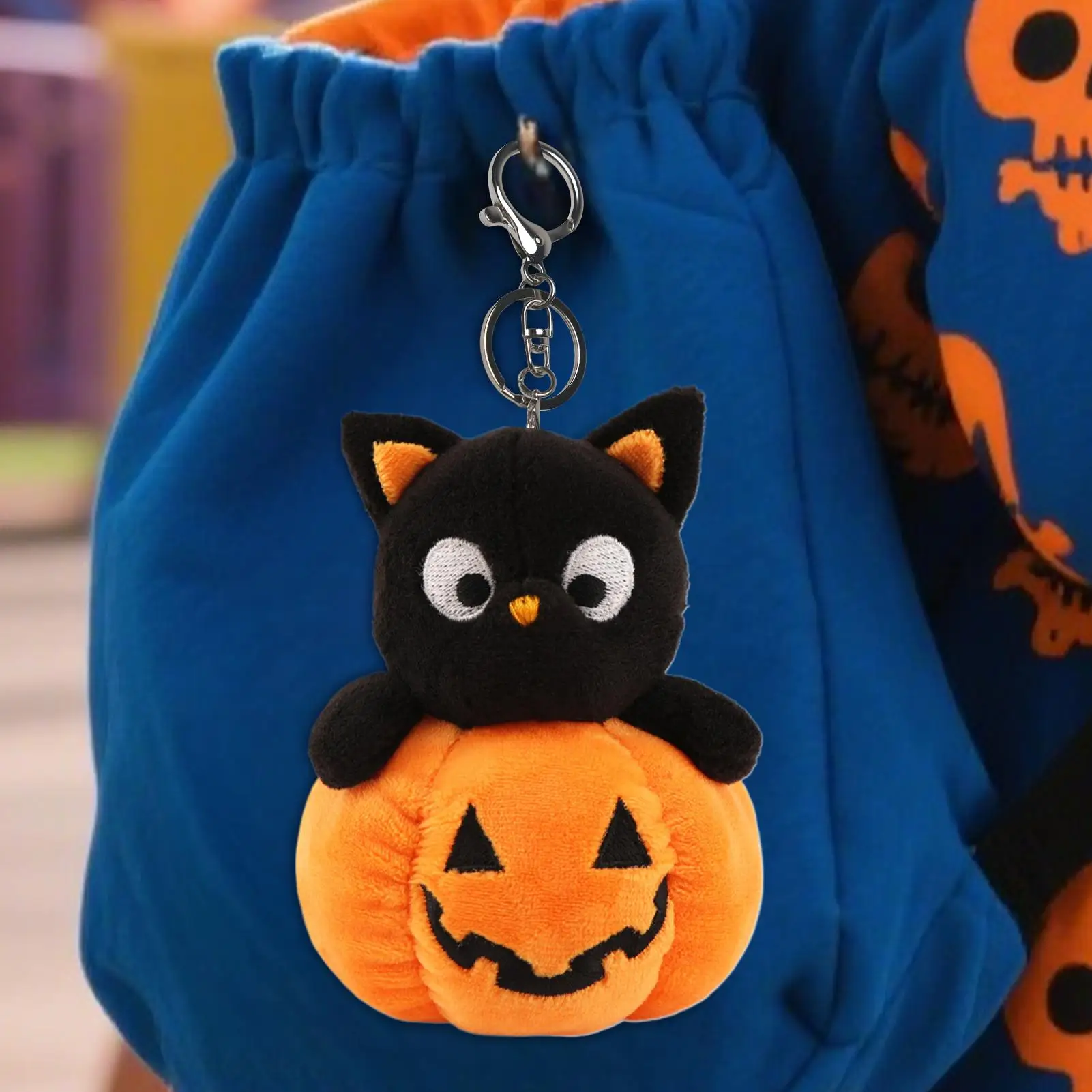 Halloween Bag Charm Halloween Plush Toys Adorable Stuffed Ghost Pumpkin Character Pendant for Women Men Purse Backpack Basket