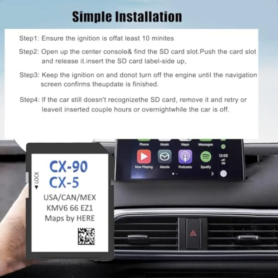 GPS Navigation SD Card Fits 2024 2025 CX90 CX5 Maps USA Canada Mexico