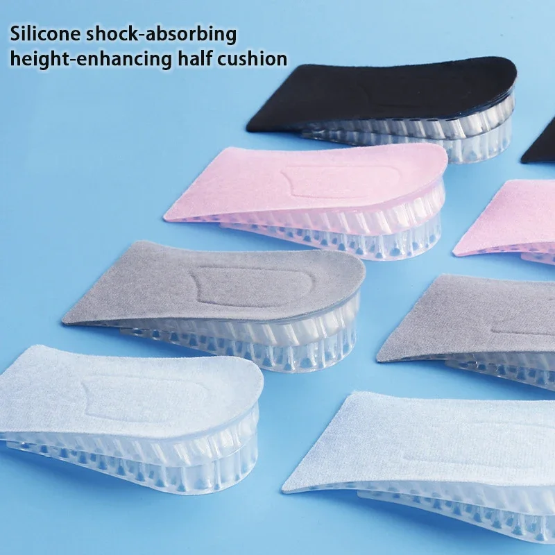 Silicone Height-increasing Insoles Women Men Half Insole 3-layer Air-cushioned Height-increasing Insoles 2cm/3.5cm/5cm 1 Pair