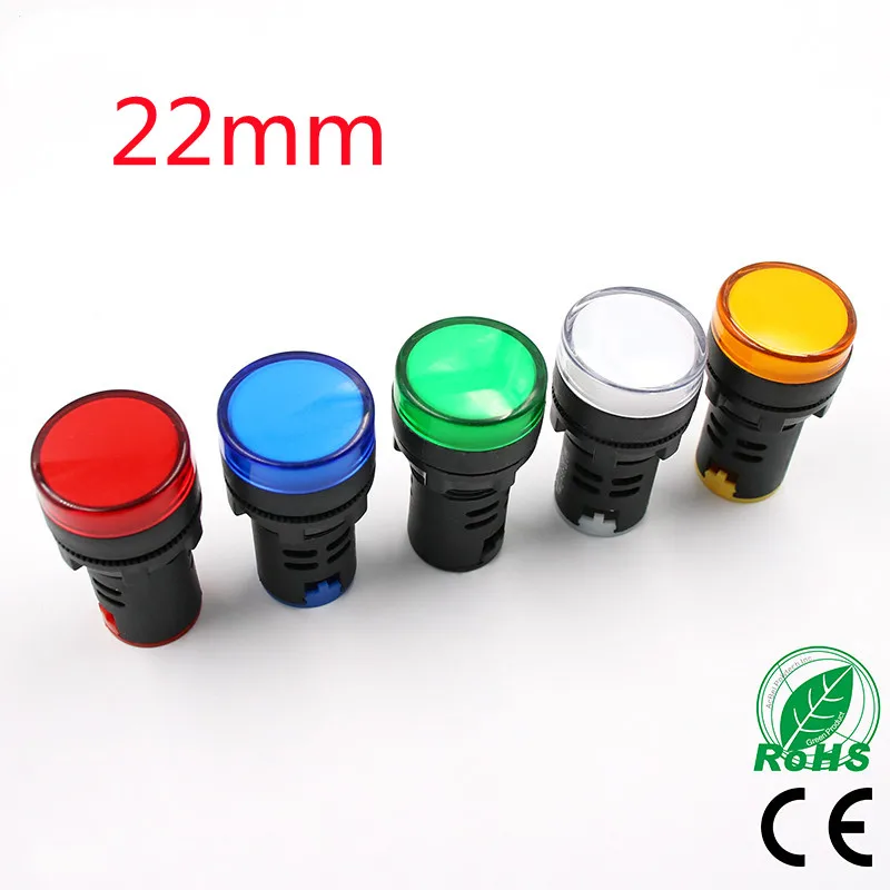 

Indicator Signal Lamp Light Waterproof ad16-22ds 22mm AC/DC 12V 24V 110V 220V 380V Red Green Yellow Blue White LED Bulbs 20mA