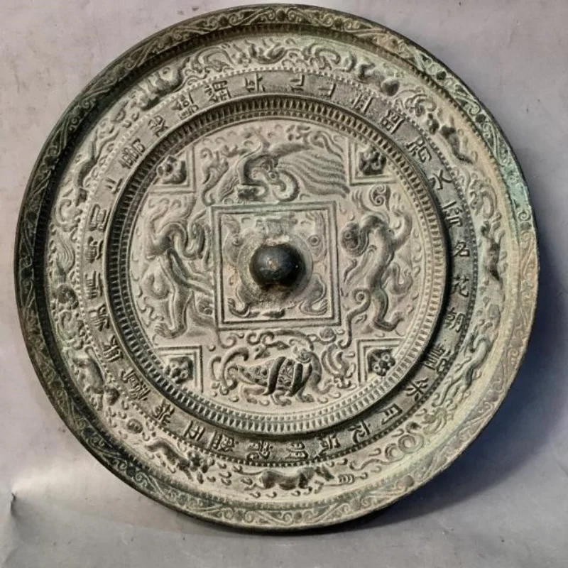 

China collection antique bronze four beasts bronze mirrors green dragons white tigers red sparrows Xuanwu feng shui ornament
