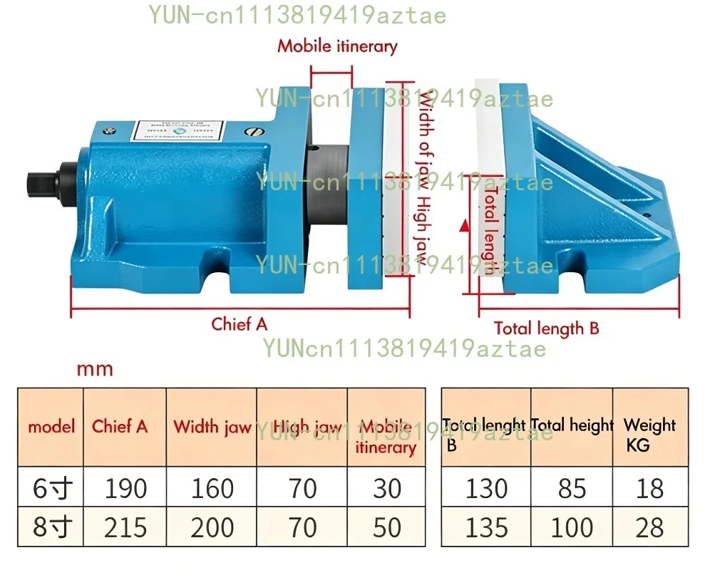 6 Inch 8 Inch Large Opening Clamp， Freestyle Split Flat Pliers Milling Machine Table Vise Cnc Split Combination Precision Vice