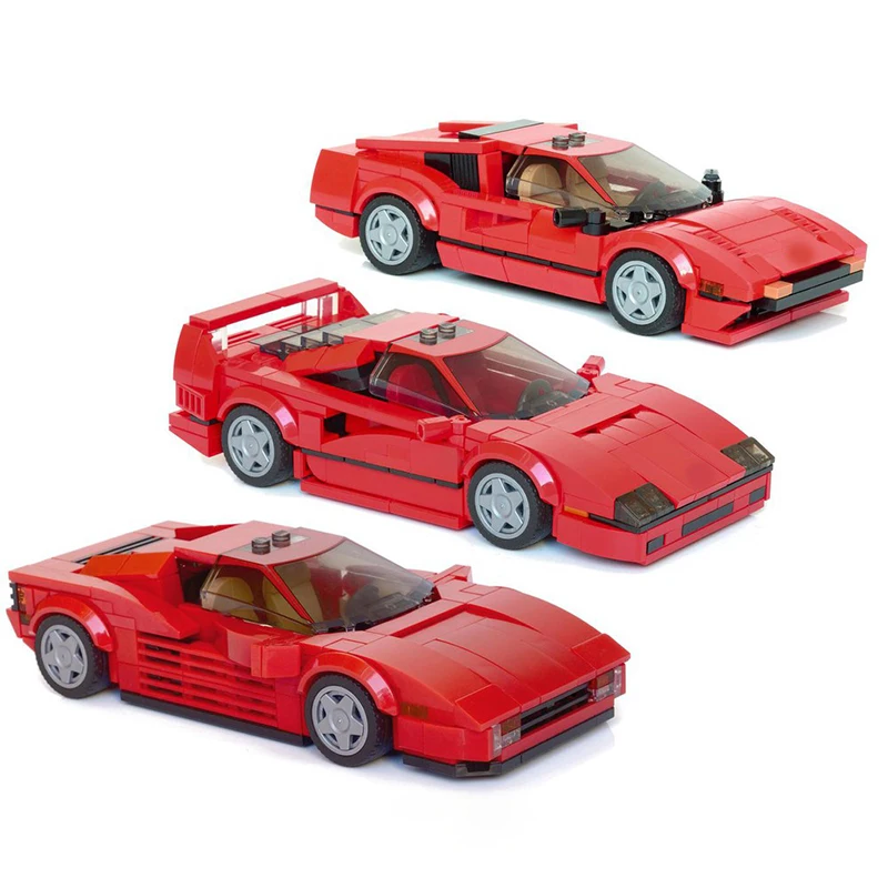 

911pcs MOC City Champions Ferrariesd 80s Bundle Model Building Blocks Christmas Gifts Construction Toy Brick Kids Education