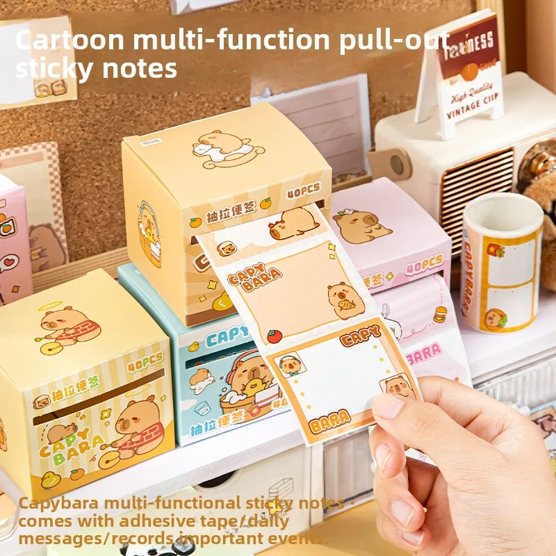 6 Pcs Cartoon Writing Pads Pull-out Full-sticky Notes Strong Stickiness for School Students Sticky Notes