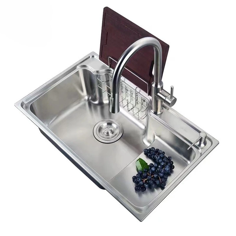 

Stainless steel sink large single vegetable basin 304 stainless steel multi-functional manual Japanese large single