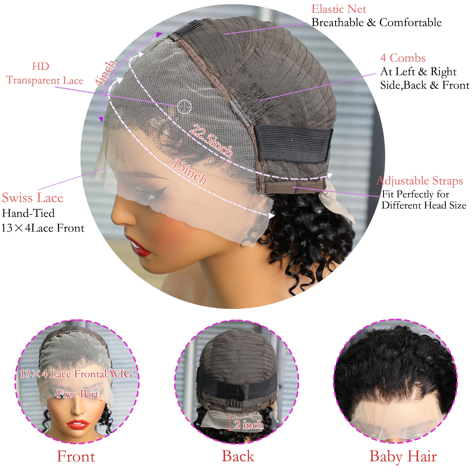 عميق مجعد موجة قصيرة بوب الباروكات الشعر البشري 13x4 مجعد بوب الدانتيل شعر مستعار أمامي 200 الكثافة موجة المياه قصيرة البرازيلي خصلات الشعر المستعار الإنسان