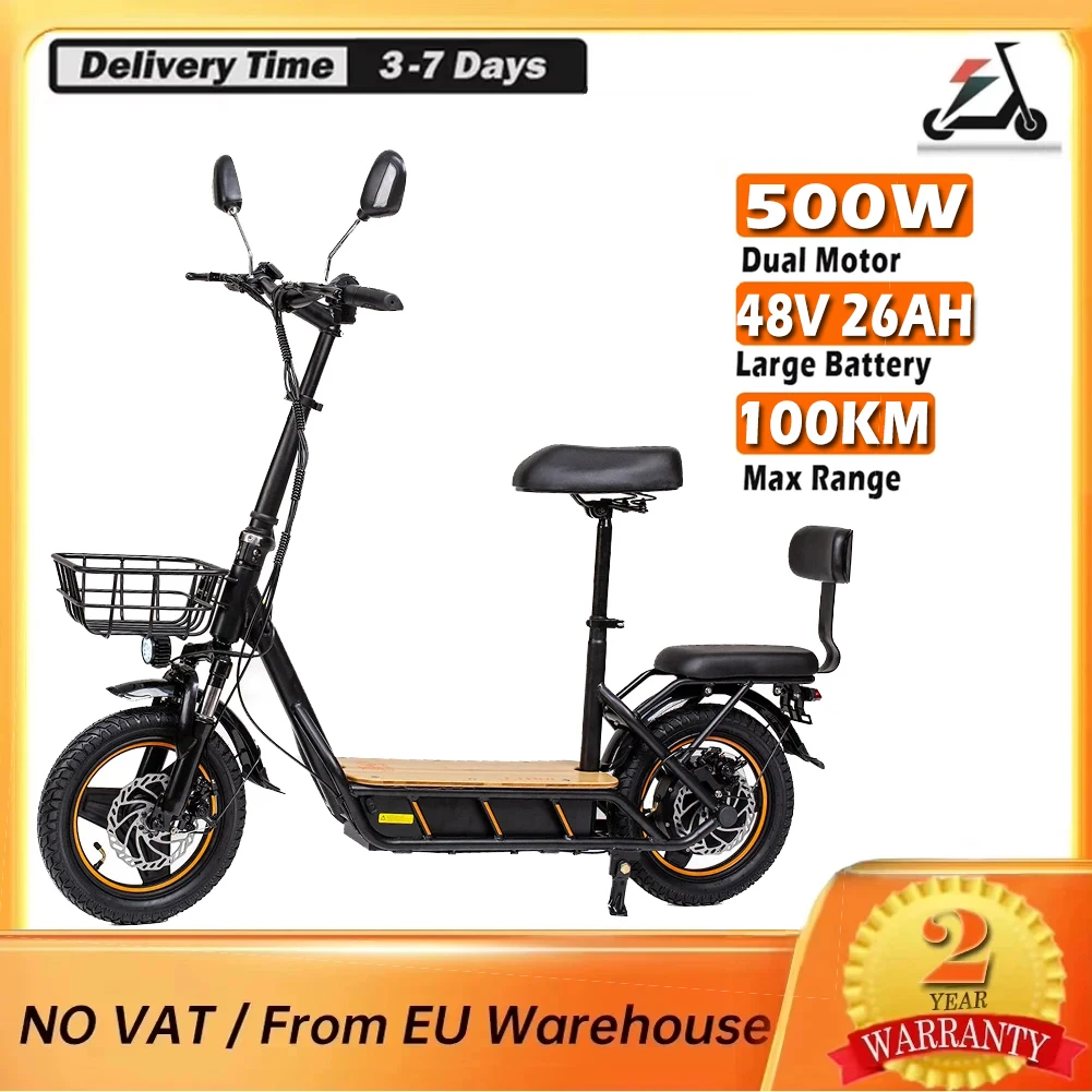 Kukirin C1 Pro Elektroroller für Erwachsene mit Sitz, 14 Zoll Reifen, 500 W Motor, 48 V, 26 Ah