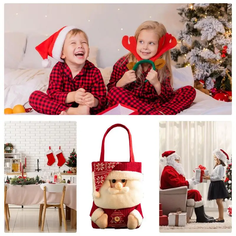 Bolsas navideñas para regalos, bolsas de dulces navideñas con diseño de Papá Noel, decoración para fiestas navideñas, regalos navideños multifuncionales