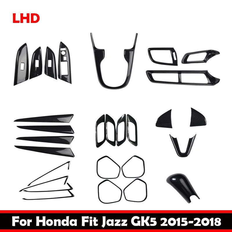 LHD For Honda Fit Jazz GK5 2015-2018 interior Accessories Car window rise swtich gear panle AC Vent steering wheel Cover trim