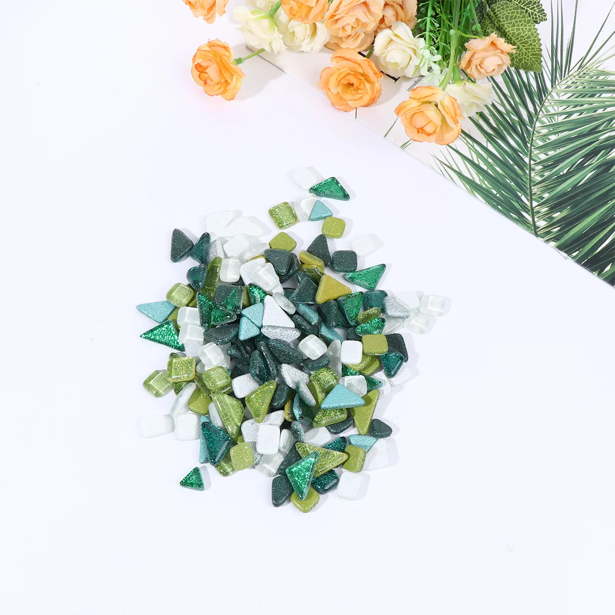 

500g Irregular Crystal Glass Mosaic Stones Glitter Surface Durable Decorative DIY Handmade Stones Resistant to Heat Humidity